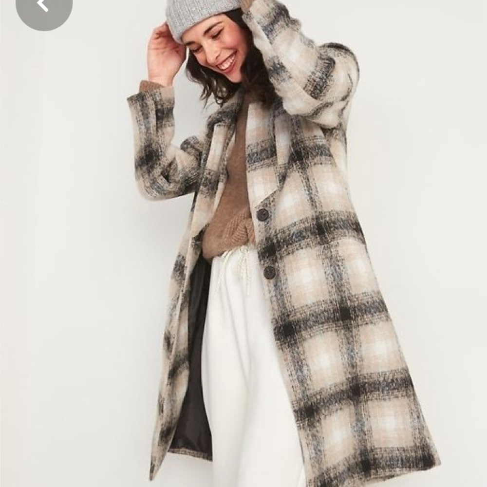 NWT Old Navy Oversized Plaid Coat